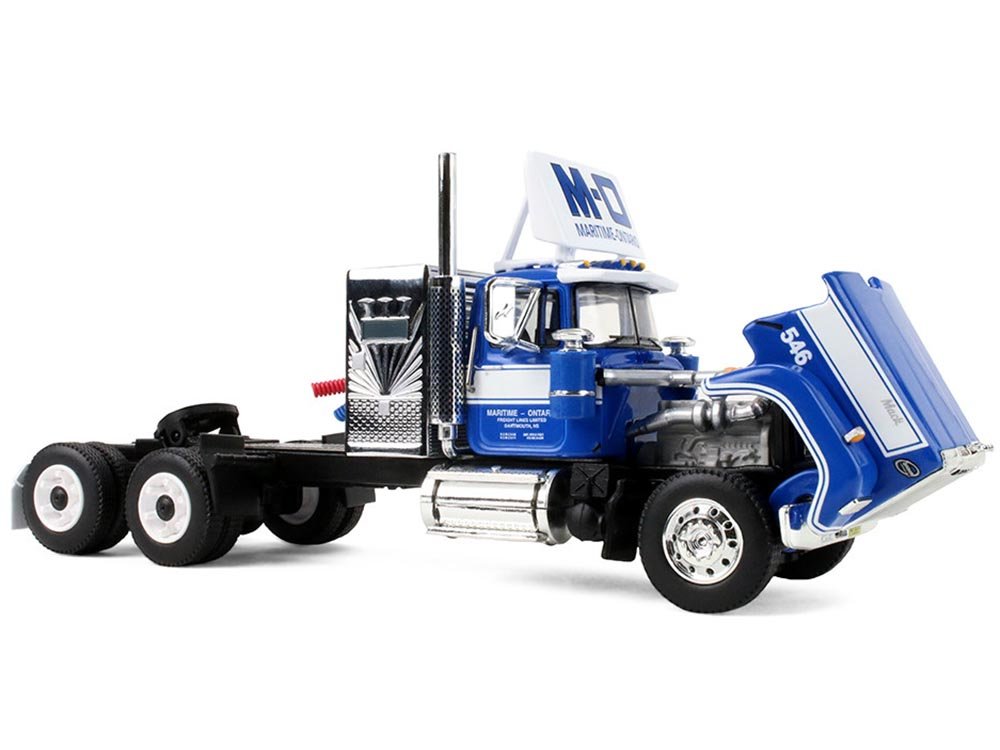 Mack Super-Liner with 36" Vintage Sleeper and 40' Vintage Trailer with Reefer "Maritime-Ontario" Blue with White Stripes "Legacy" Series #4 1/64 Diecast Model by DCP/First Gear view 2
