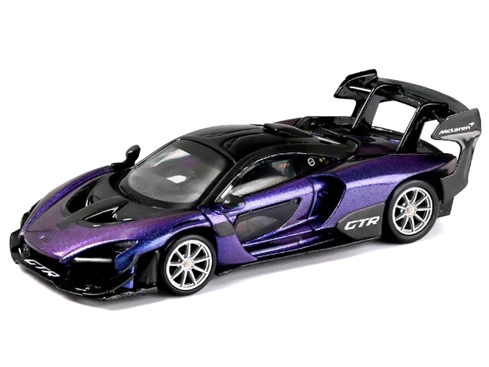 McLaren Senna GTR Midnight Purple Metallic with Black Top "HCFC 2025 Limited Edition" 1/64 Diecast Model Car by Trends Hobby view 2