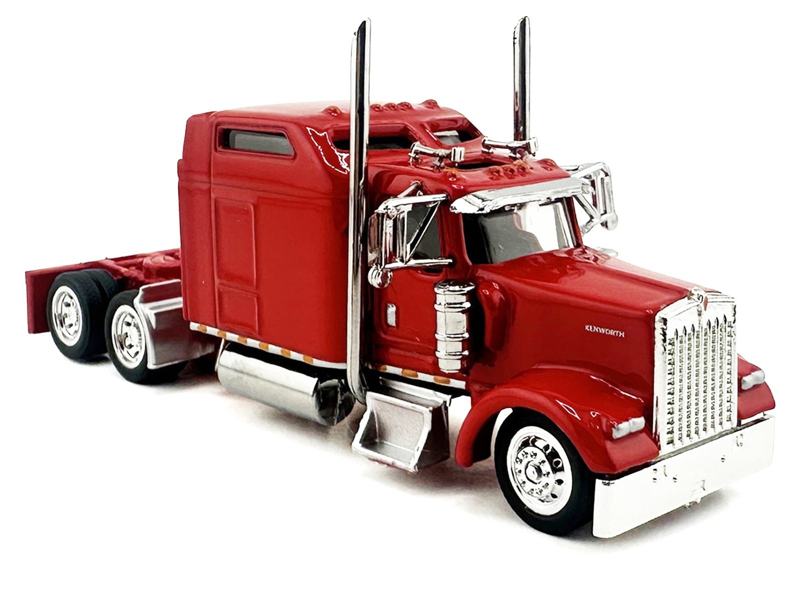 Kenworth W900L Truck Tractor with Sleeper Cab Red and Covered Grain Trailer White with Red Tarp Combo Set 1/87 (HO) Plastic Model Car by HO Logistics view 3