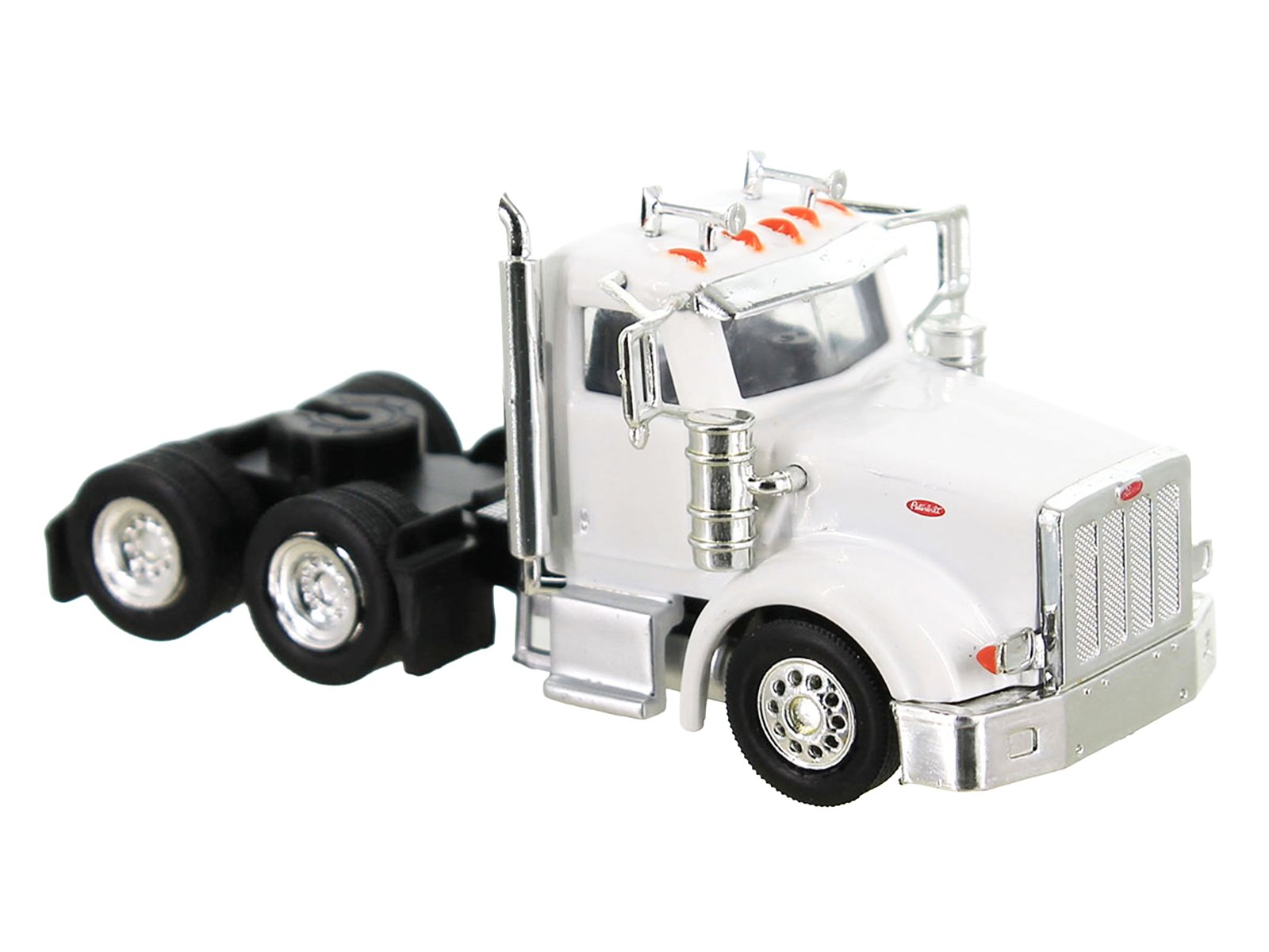 Peterbilt 367 Truck Tractor with Day Cab White and Articulated Tank Trailer "Cemex" White with Blue Stripes Combo Set 1/87 (HO) Plastic Model Car by HO Logistics view 2