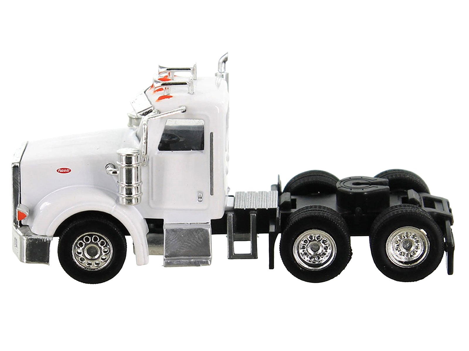 Peterbilt 367 Truck Tractor with Day Cab White and Articulated Tank Trailer "Cemex" White with Blue Stripes Combo Set 1/87 (HO) Plastic Model Car by HO Logistics view 3