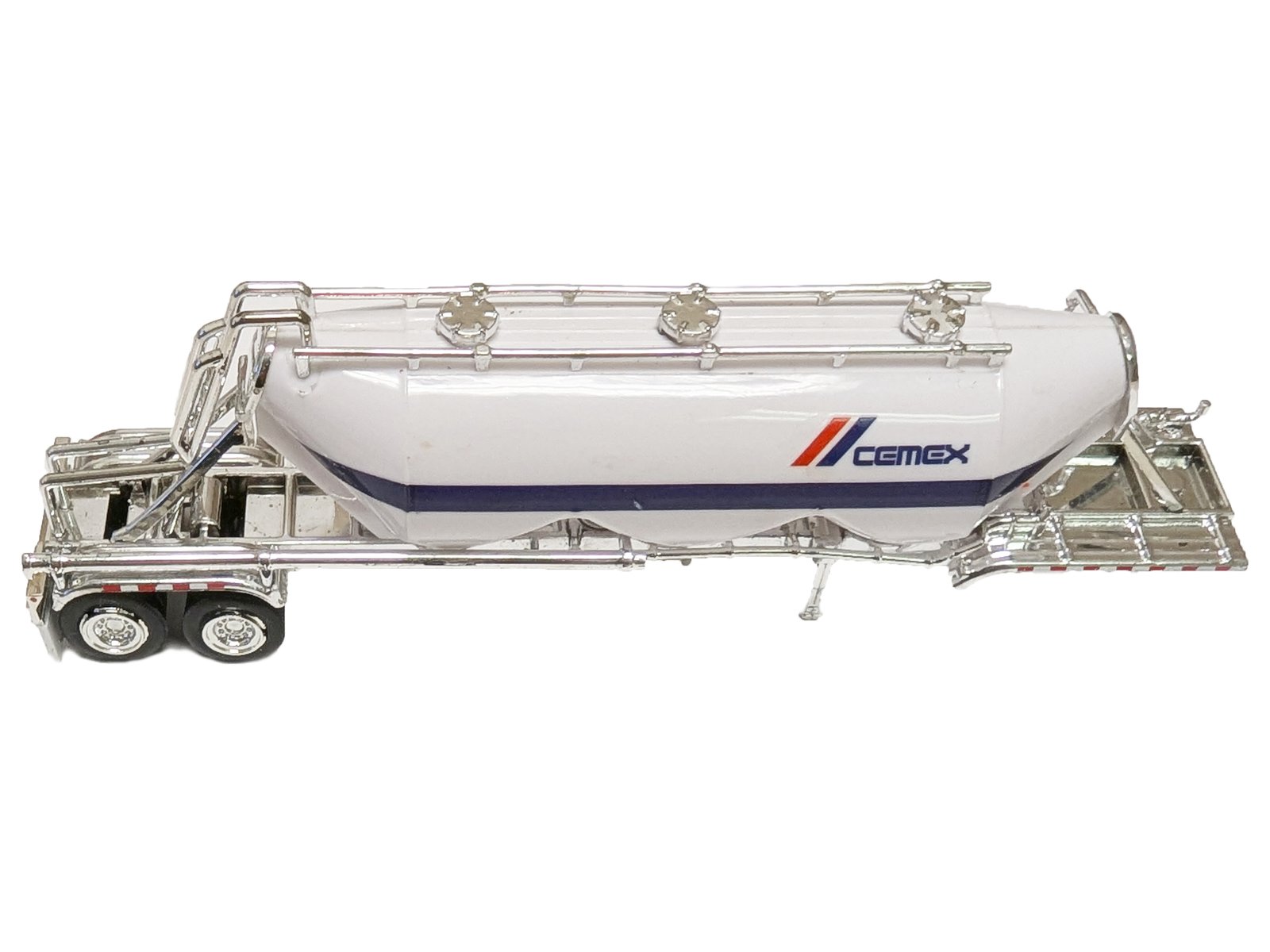 Peterbilt 367 Truck Tractor with Day Cab White and Articulated Tank Trailer "Cemex" White with Blue Stripes Combo Set 1/87 (HO) Plastic Model Car by HO Logistics view 4