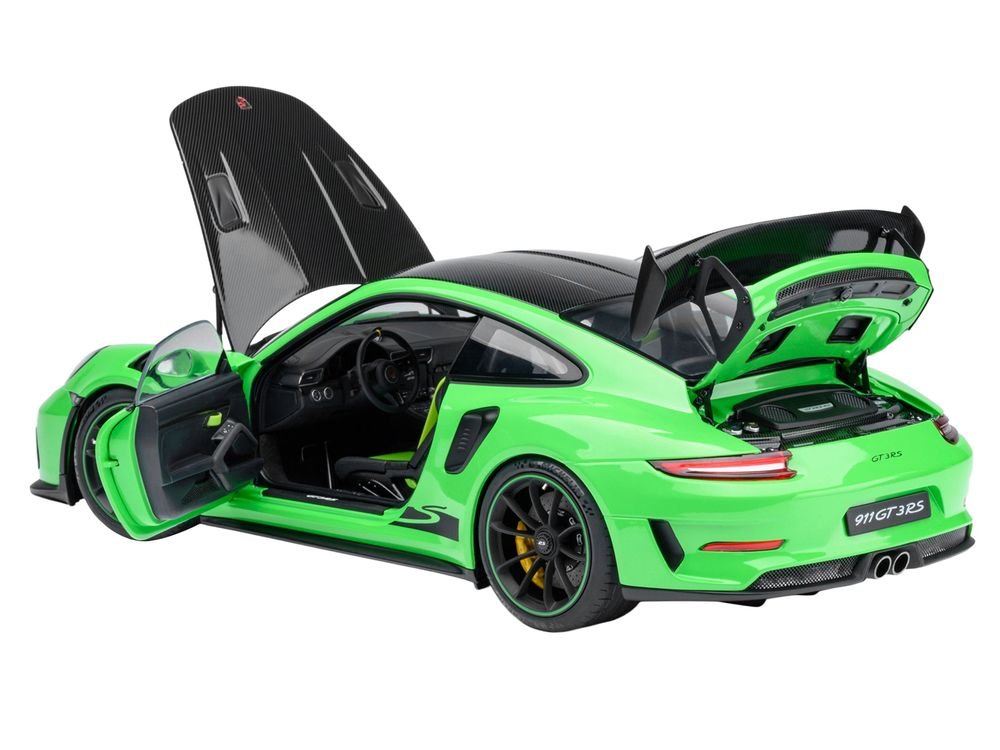 Porsche 911 (991.2) GT3 RS Weissach Lizard Green with Carbon Hood and Top 1/18 Model Car by Autoart view 2