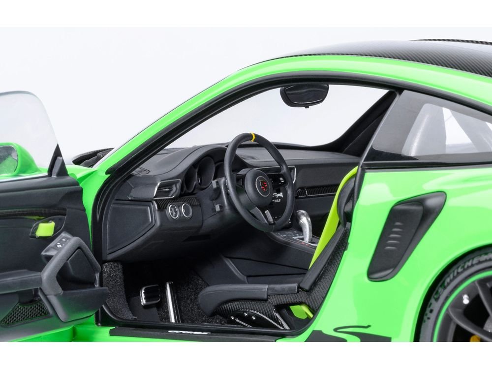 Porsche 911 (991.2) GT3 RS Weissach Lizard Green with Carbon Hood and Top 1/18 Model Car by Autoart view 4