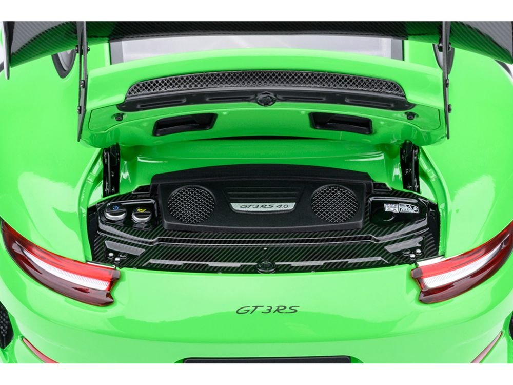 Porsche 911 (991.2) GT3 RS Weissach Lizard Green with Carbon Hood and Top 1/18 Model Car by Autoart view 5
