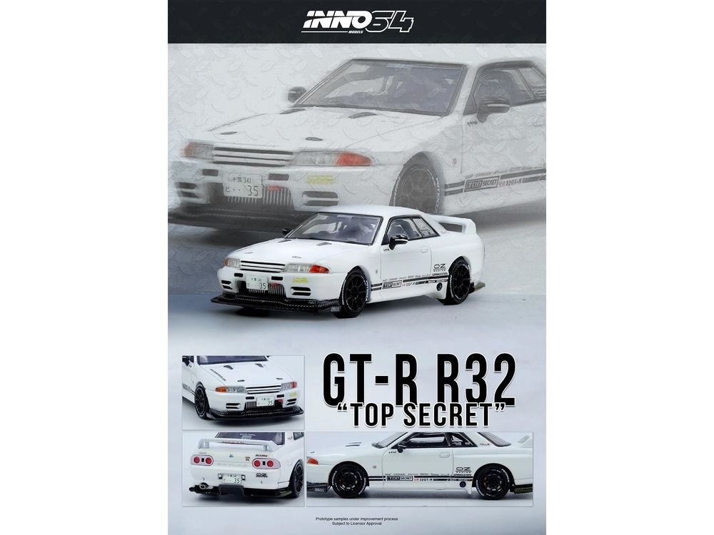 Nissan Skyline "Top Secret" (VR32) GT-R RHD (Right Hand Drive) White 1/64 Diecast Model Car by Inno Models view 4