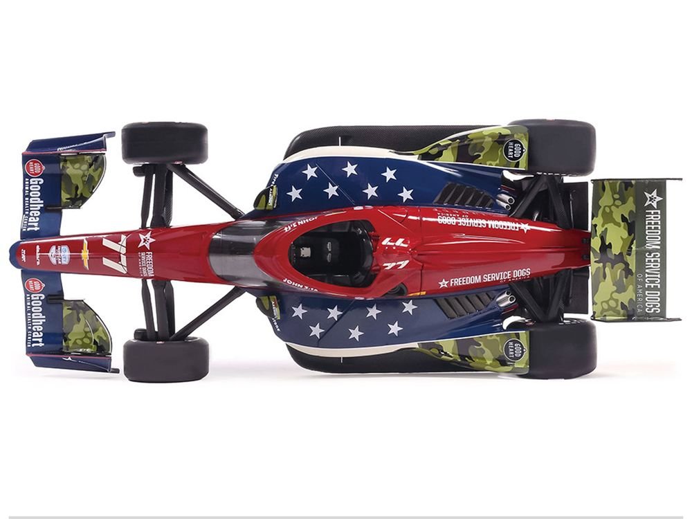 Dallara IndyCar #77 Sting Ray Robb "Goodheart Animal Health Center" Juncos Hollinger Racing (Road Course Configuration) "NTT IndyCar Series" (2026) 1/18 Diecast Model Car by IXO Models view 4