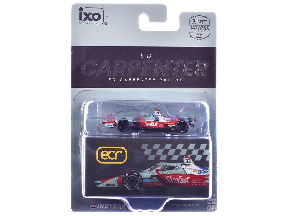 Dallara IndyCar #33 Ed Carpenter "Slim Fast" Ed Carpenter Racing (Road Course Configuration) "NTT IndyCar Series" (2026) 1/64 Diecast Model Car by IXO Models view 3