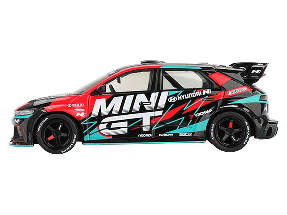 Hyundai Ioniq 5N RS-01T "Mini GT" Black with Graphics "2025 Tokyo Auto Salon" Limited Edition 1/64 Diecast Model Car by Mini GT view 3