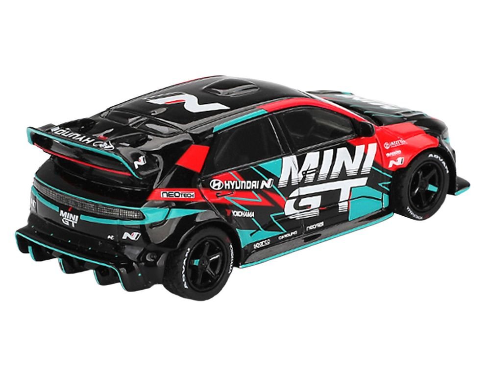 Hyundai Ioniq 5N RS-01T "Mini GT" Black with Graphics "2025 Tokyo Auto Salon" Limited Edition 1/64 Diecast Model Car by Mini GT view 4