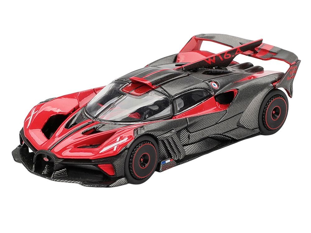Bugatti Bolide Red and Carbon Fiber Limited Edition 1/64 Diecast Model Car by Mini GT view 2