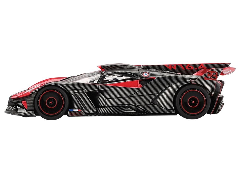 Bugatti Bolide Red and Carbon Fiber Limited Edition 1/64 Diecast Model Car by Mini GT view 3