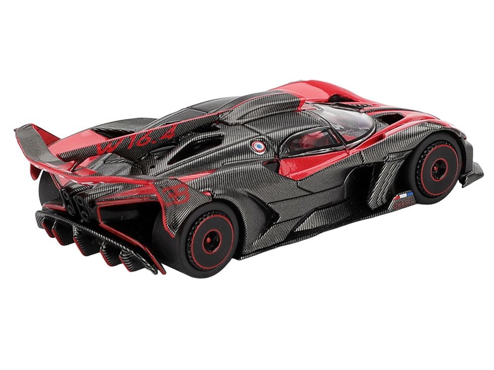 Bugatti Bolide Red and Carbon Fiber Limited Edition 1/64 Diecast Model Car by Mini GT view 4