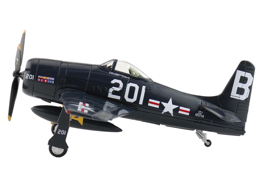 Grumman F8F-2P Bearcats Fighter Aircraft "121714 Duxford (Restored Plane)" (2014) United States Navy "SkyMax Flying Heroes" 1/72 Diecast Model by Hobby Master view 2