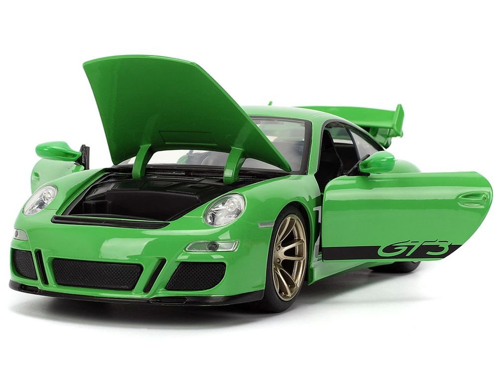 Porsche 911 GT3 (997) Green with Black Accents "Fast X" (2023) Movie "25 Years of Fast & Furious" Series 1/24 Diecast Model Car by Jada view 2