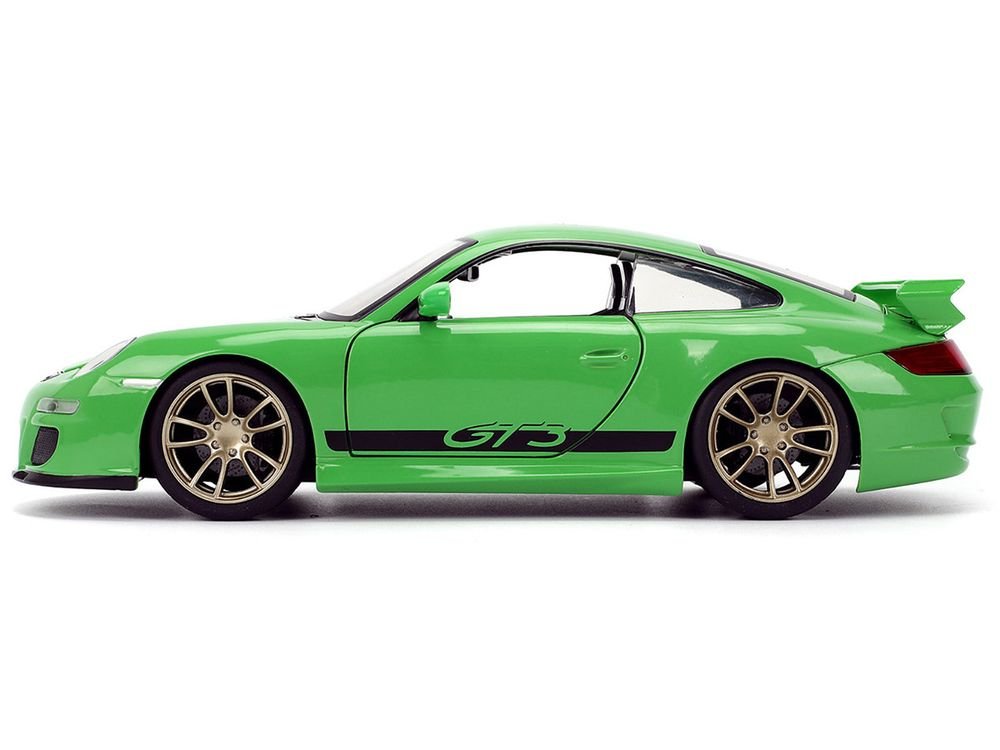 Porsche 911 GT3 (997) Green with Black Accents "Fast X" (2023) Movie "25 Years of Fast & Furious" Series 1/24 Diecast Model Car by Jada view 3