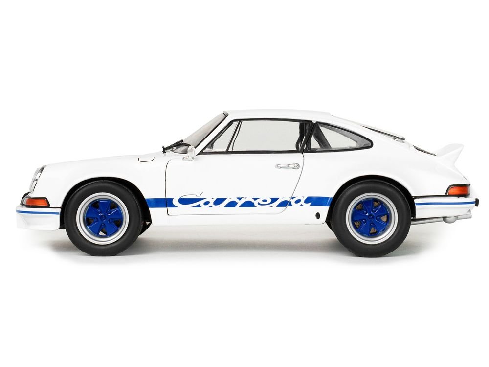 1973 Porsche 911 RSR Carrera White with Blue Stripes 1/18 Diecast Model Car by Solido view 3
