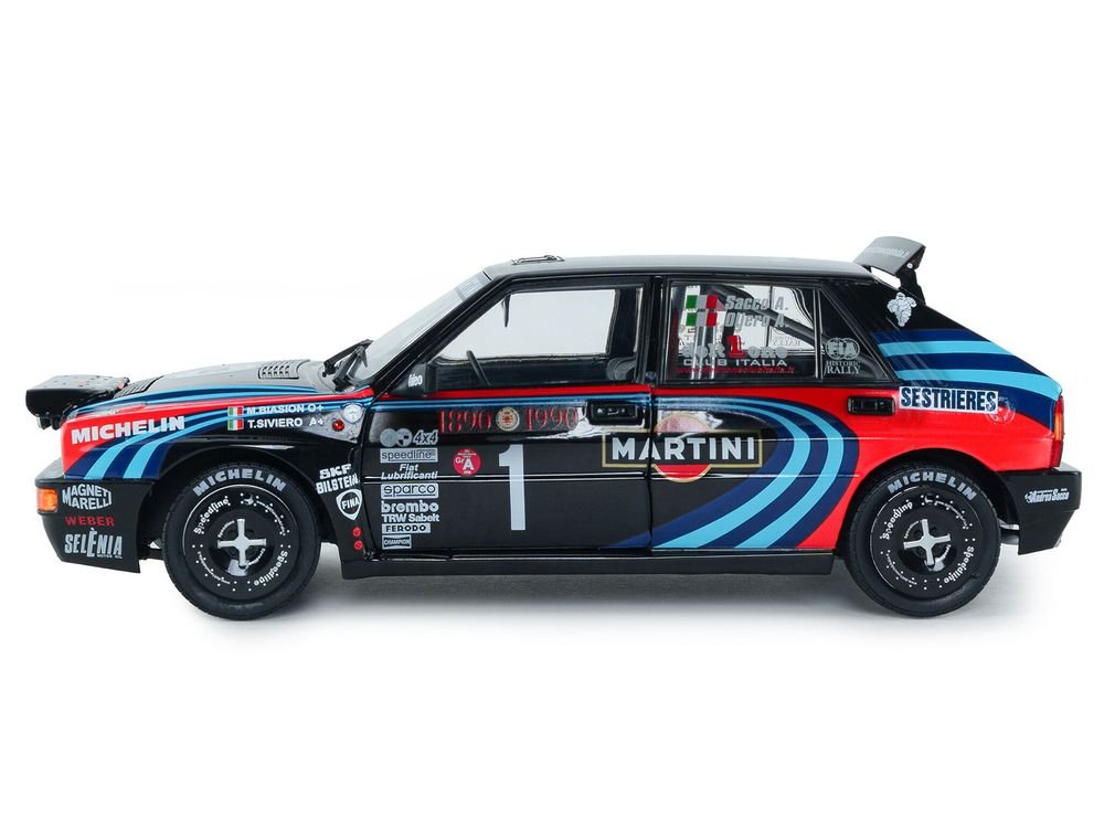Lancia Delta HF Integrale #1 A. Sacco - A. Ollero "Miki Biasion Martini Racing Rallye Monte Carlo 1990 Tribute" FIA Historic Rally (2026) "Competition" Series 1/18 Diecast Model Car by Solido view 3