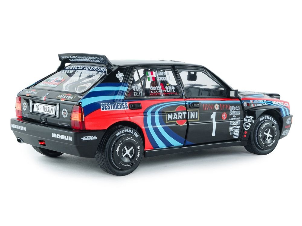 Lancia Delta HF Integrale #1 A. Sacco - A. Ollero "Miki Biasion Martini Racing Rallye Monte Carlo 1990 Tribute" FIA Historic Rally (2026) "Competition" Series 1/18 Diecast Model Car by Solido view 5