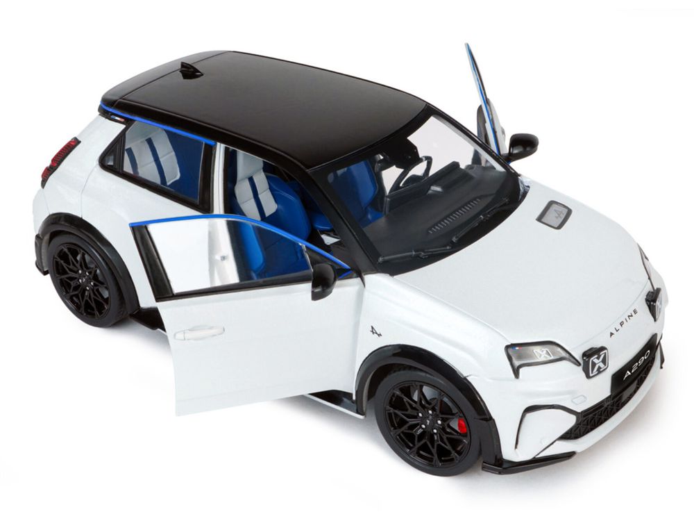 2024 Alpine A290 GTS White Metallic with Black Top 1/18 Diecast Model Car by Solido view 2