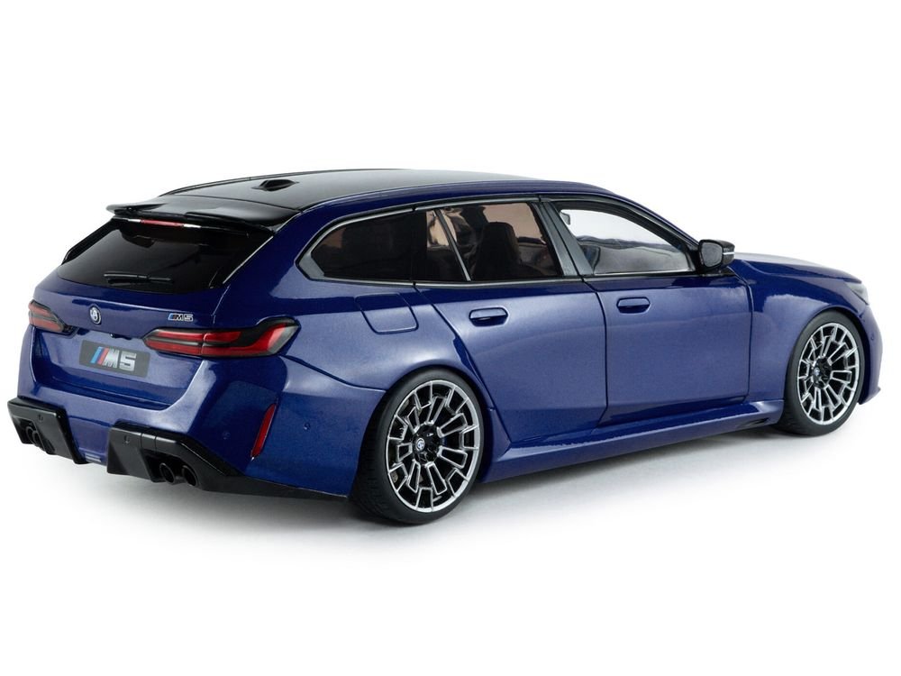 2025 BMW M5 Touring Marina Bay Blue Metallic with Black Top 1/18 Diecast Model Car by Solido view 5