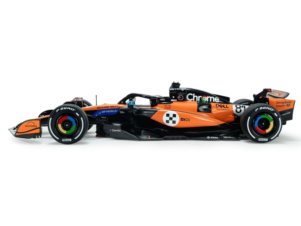 McLaren MCL39 #81 Oscar Piastri "OKX" 3rd Place Formula One F1 "Monaco GP" (2025) "Competition" Series 1/18 Diecast Model Car by Solido view 2