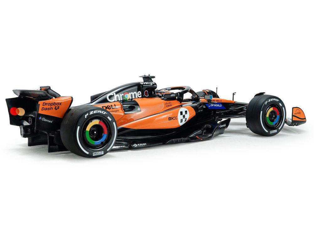 McLaren MCL39 #81 Oscar Piastri "OKX" 3rd Place Formula One F1 "Monaco GP" (2025) "Competition" Series 1/18 Diecast Model Car by Solido view 3