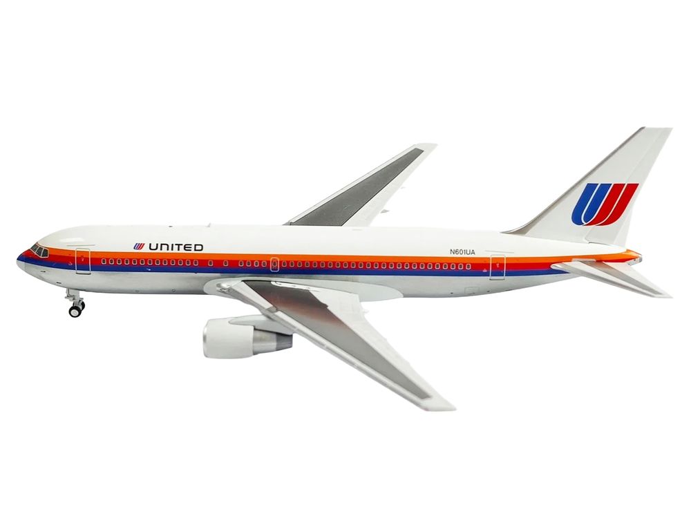 Boeing 767-200 Commercial Aircraft "United Airlines" (N601UA) White with Stripes 1/400 Diecast Model by V1:400 view 2