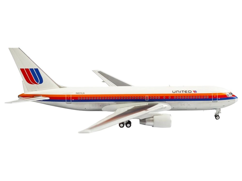Boeing 767-200 Commercial Aircraft "United Airlines" (N601UA) White with Stripes 1/400 Diecast Model by V1:400 view 3