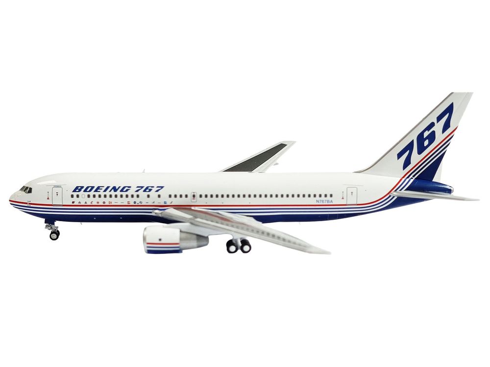 Boeing 767-200 Commercial Aircraft "Boeing House Livery" (N767BA) White with Blue and Red Stripes 1/400 Diecast Model by V1:400 view 3