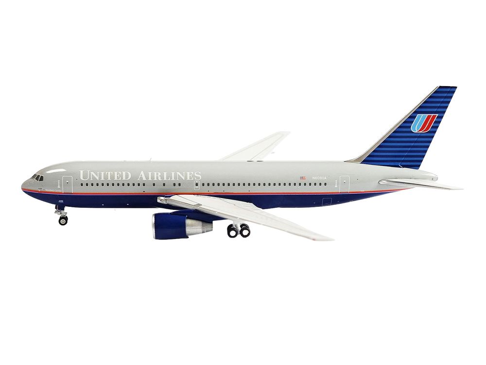 Boeing 767-200ER Commercial Aircraft "United Airlines" (N609UA) Gray with Blue Tail 1/400 Diecast Model by V1:400 view 2