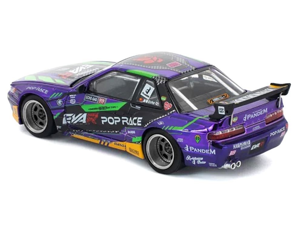 Pandem S13 RHD (Right Hand Drive) "EVA RT Test Type-01" Purple Metallic with Graphics 1/64 Diecast Model Car by Pop Race view 5