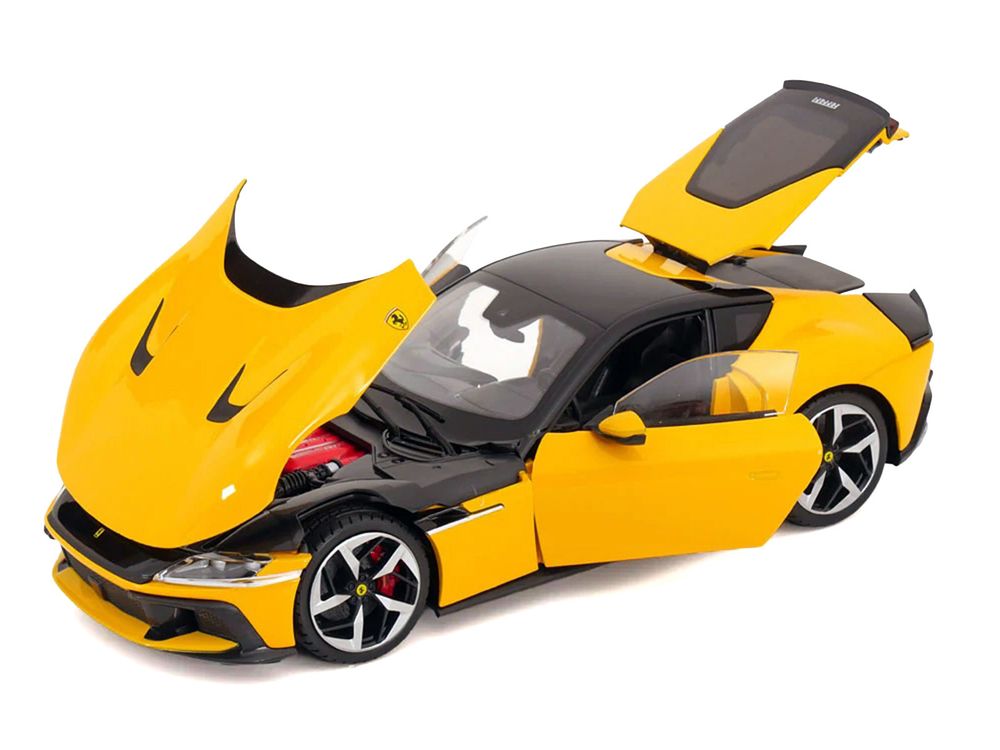 2024 Ferrari 12Cilindri Giallo Monza Yellow with Black Top 1/18 Diecast Model Car by Polistil view 2