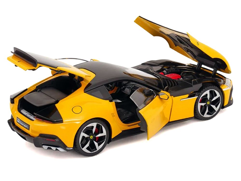 2024 Ferrari 12Cilindri Giallo Monza Yellow with Black Top 1/18 Diecast Model Car by Polistil view 4