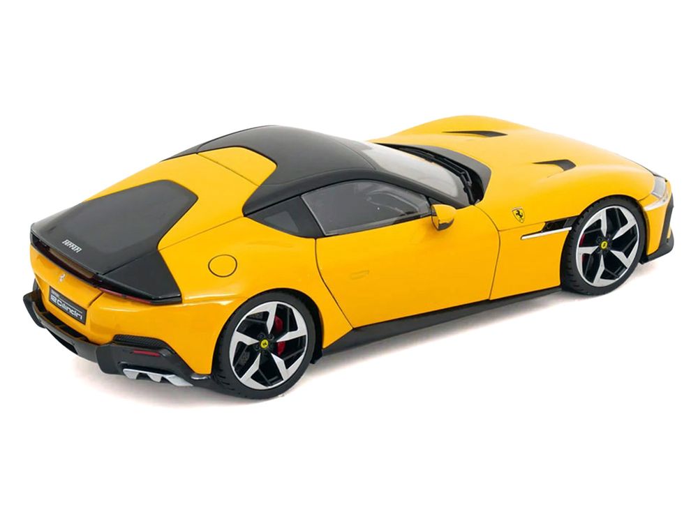 2024 Ferrari 12Cilindri Giallo Monza Yellow with Black Top 1/18 Diecast Model Car by Polistil view 5