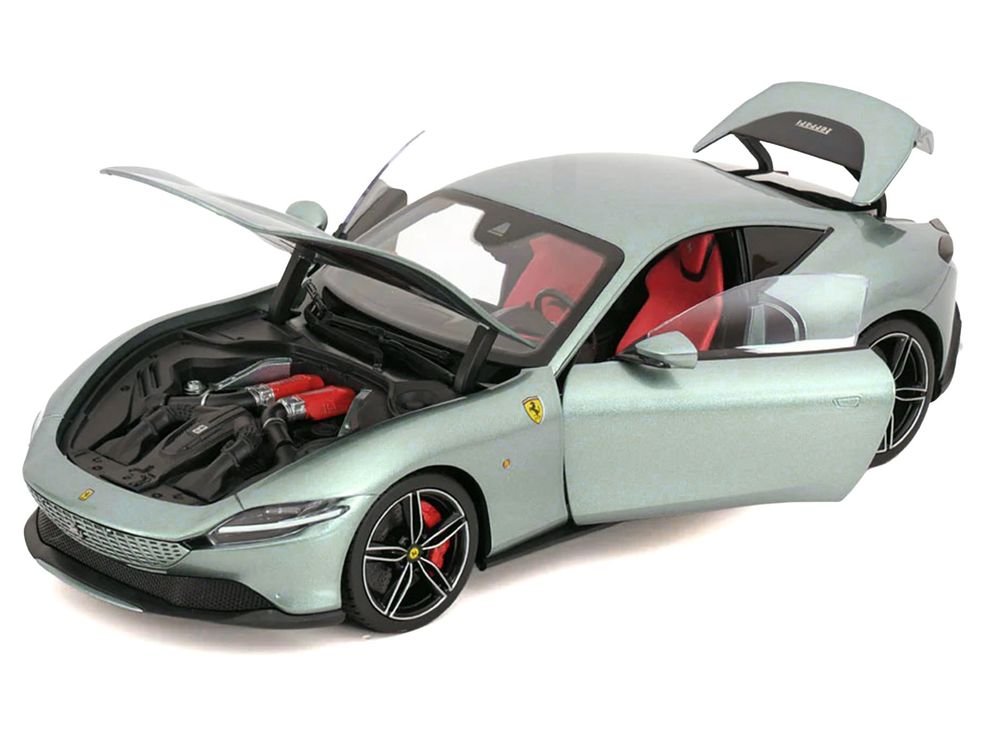 2019 Ferrari Roma Gray Metallic with Pink Interior 1/18 Diecast Model Car by Polistil view 2