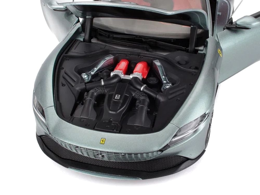 2019 Ferrari Roma Gray Metallic with Pink Interior 1/18 Diecast Model Car by Polistil view 3