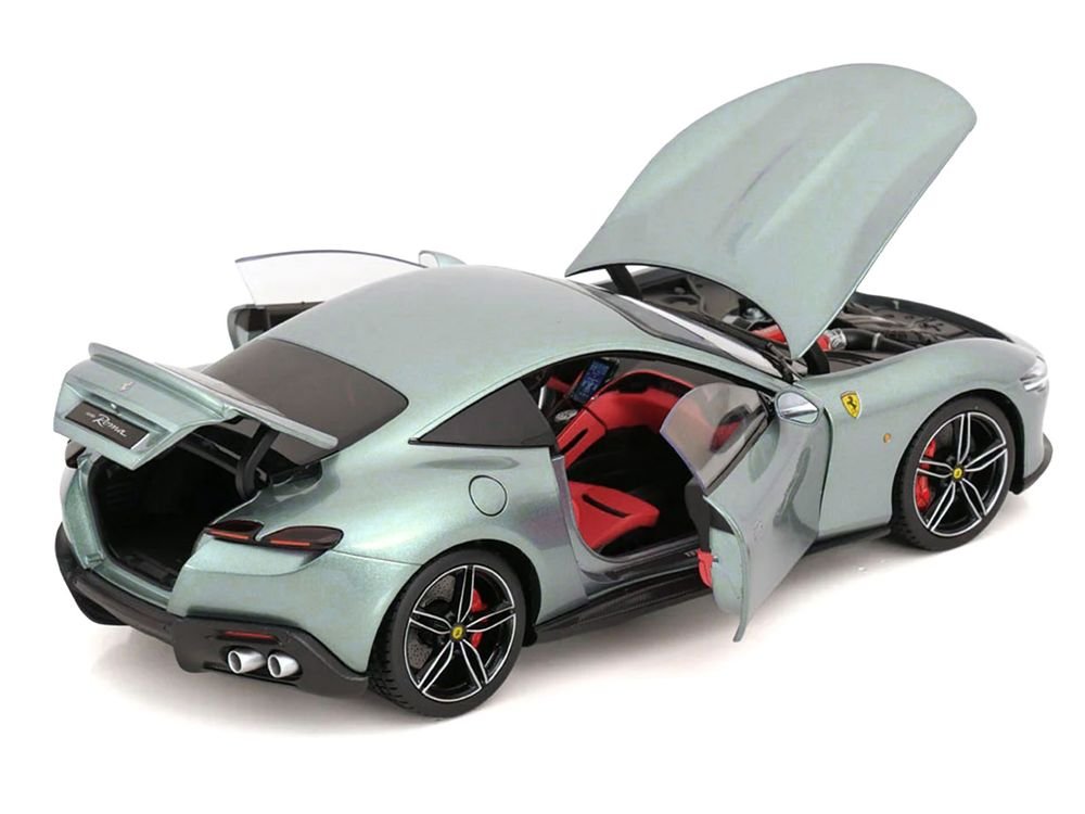 2019 Ferrari Roma Gray Metallic with Pink Interior 1/18 Diecast Model Car by Polistil view 4