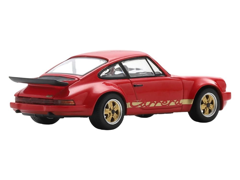 1974 Porsche 911 Carrera RS 3.0 Red with Gold Stripes 1/64 Model Car by Spark view 3