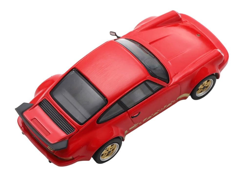 1974 Porsche 911 Carrera RS 3.0 Red with Gold Stripes 1/64 Model Car by Spark view 5