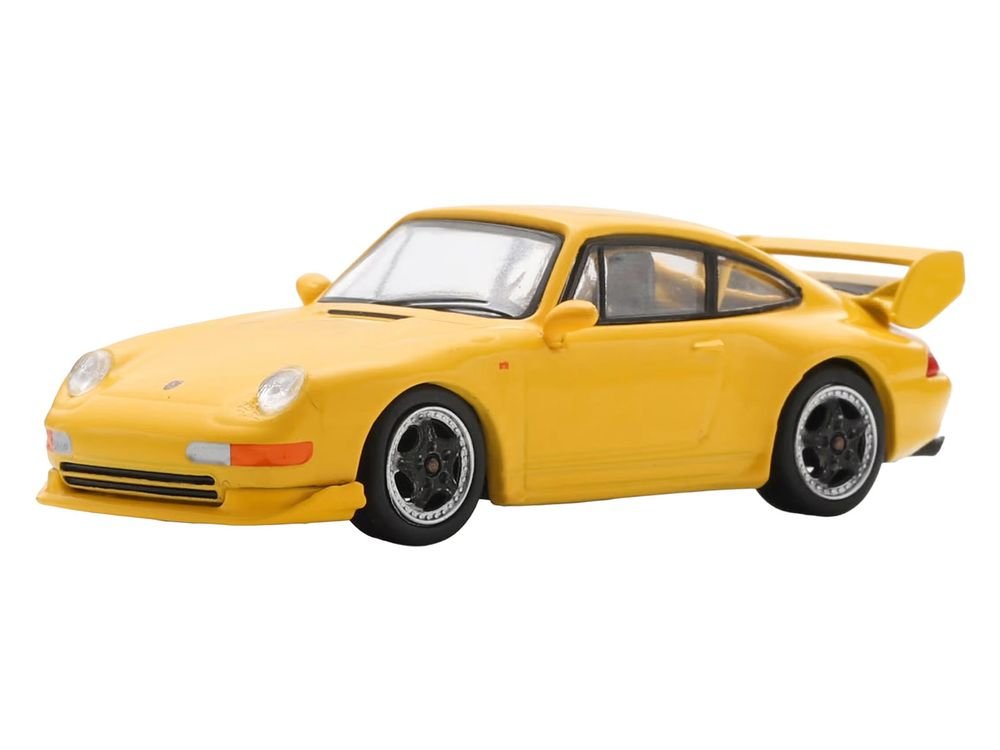 1995 Porsche 911 Carrera RS 3.8 Yellow 1/64 Model Car by Spark view 4
