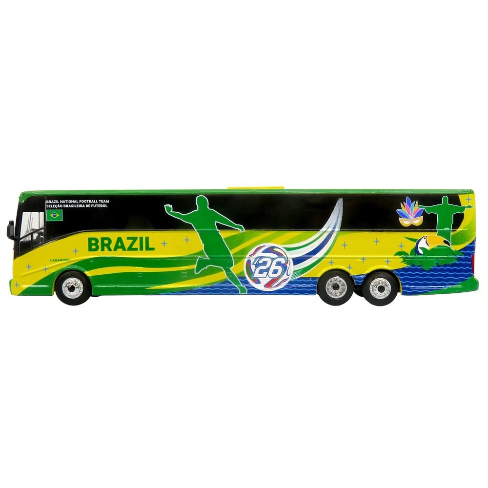 Van Hool CX-45 Coach Bus "Brazil National Football Team" Yellow and Green with Graphics "International Federation of the Global Game" Series Limited Edition to 504 pieces Worldwide 1/87 (HO) Diecast Model by Iconic Replicas view 2