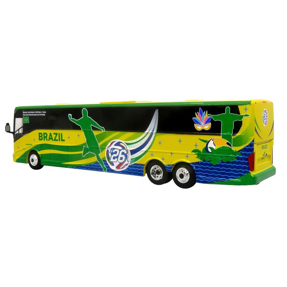 Van Hool CX-45 Coach Bus "Brazil National Football Team" Yellow and Green with Graphics "International Federation of the Global Game" Series Limited Edition to 504 pieces Worldwide 1/87 (HO) Diecast Model by Iconic Replicas view 3