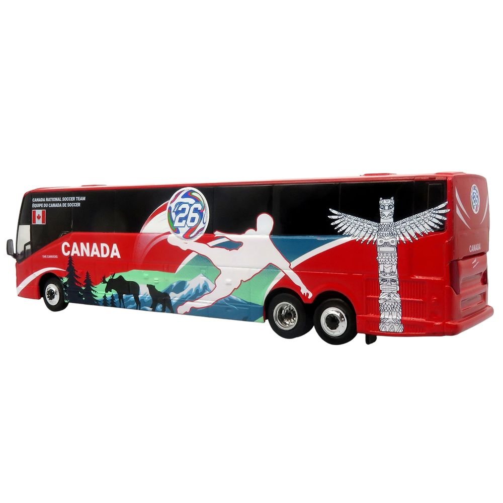Prevost H3-45 Coach Bus "Canada National Soccer Team" Red with Graphics "International Federation of the Global Game" Series Limited Edition to 504 pieces Worldwide 1/87 (HO) Diecast Model by Iconic Replicas view 3