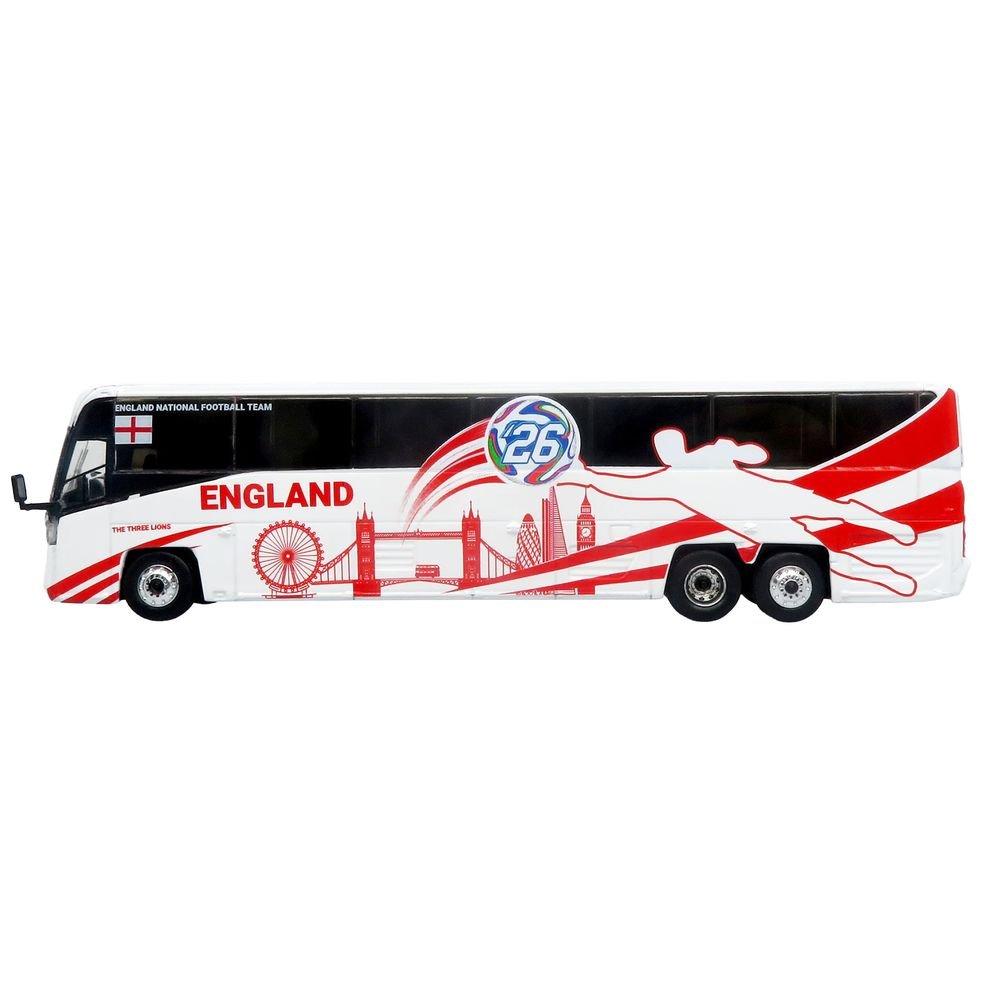MCI D4520 Coach Bus "England National Football Team" White with Graphics "International Federation of the Global Game" Series Limited Edition to 504 pieces Worldwide 1/87 (HO) Diecast Model by Iconic Replicas view 2
