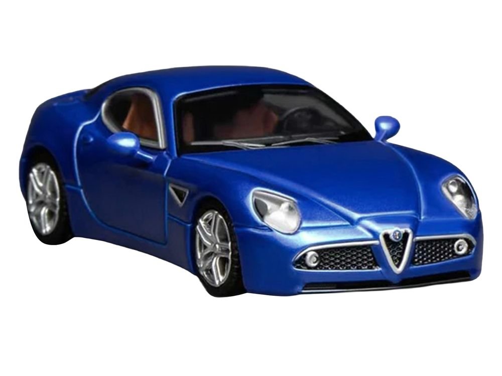 2008 Alfa Romeo 8C Competizione Blue Metallic 1/64 Diecast Model Car by MotorHelix view 3