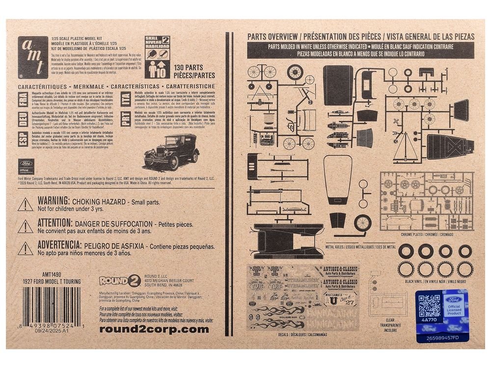 Skill 2 Model Kit 1927 Ford Model T Touring 2 in 1 Kit 1/25 Scale Model by AMT view 4