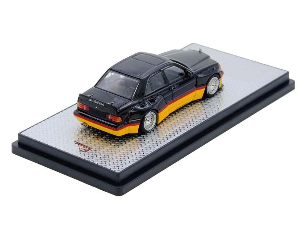 Pandem Rocket Bunny 190E Black with Red and Yellow Stripes "Diecast Con Madrid 2026 Event Edition" 1/64 Diecast Model Car by Inno Models view 5