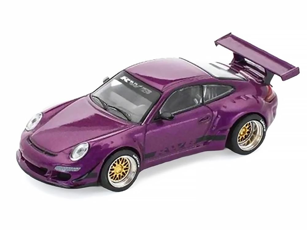 RWB 997 Purple Metallic with Black Stripes 1/64 Diecast Model Car by Pop Race view 2