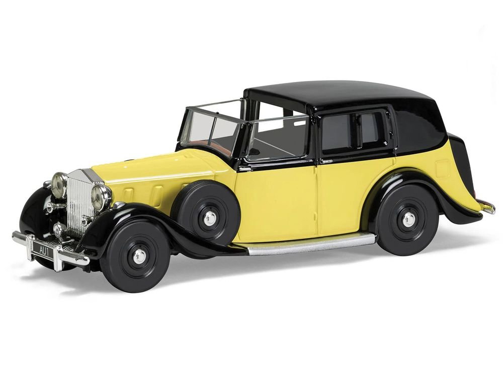 Rolls Royce Phantom III Sedanca de Ville Yellow with Black Top James Bond 007 "Goldfinger" (1964) Movie Diecast Model by Corgi view 2